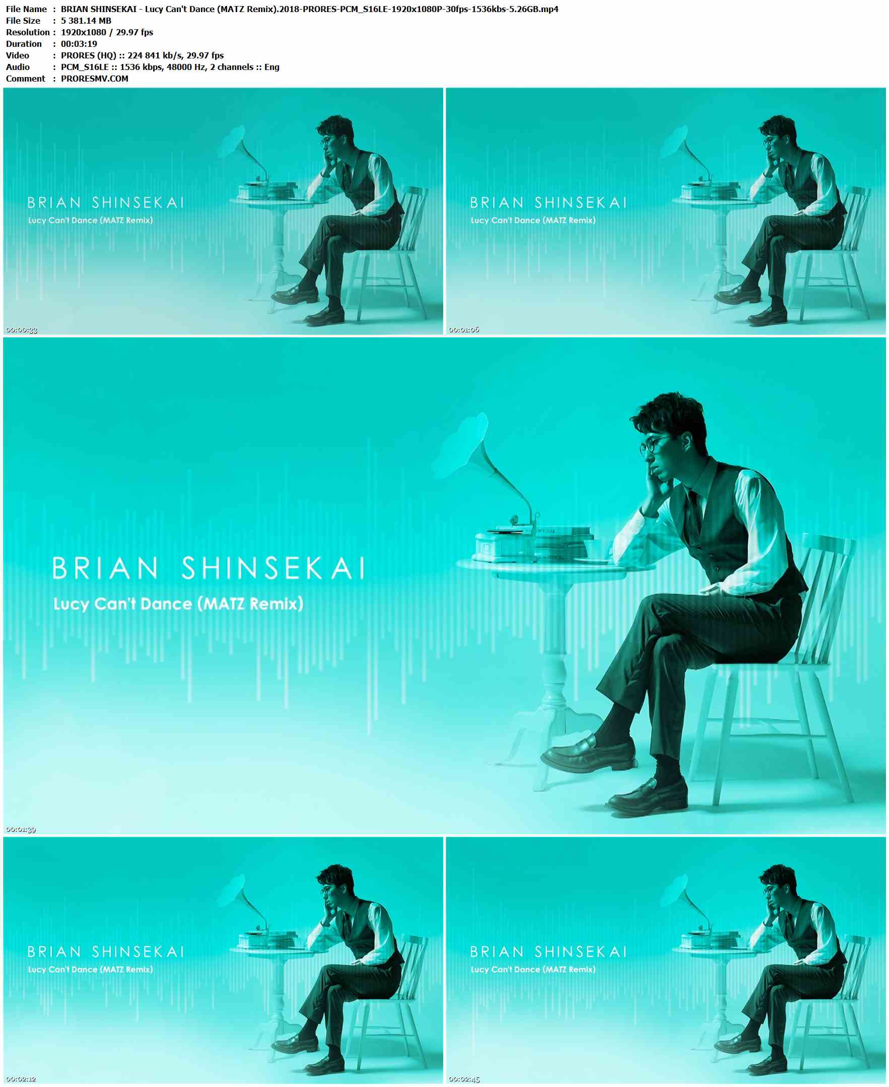 BRIAN SHINSEKAI - Lucy Can't Dance (MATZ Remix).2018-PRORES-PCM_S16LE-1920x1080P-30fps-1536kbs-5.26GB官方MV_高清MV